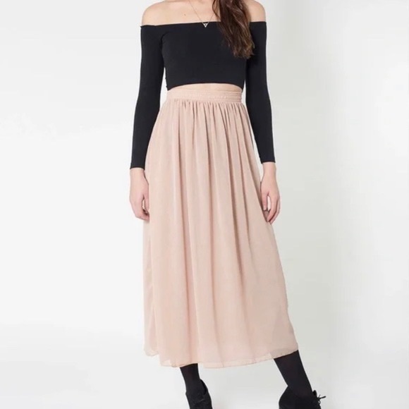 Nude/Blush chiffon maxi skirt - Picture 1 of 7
